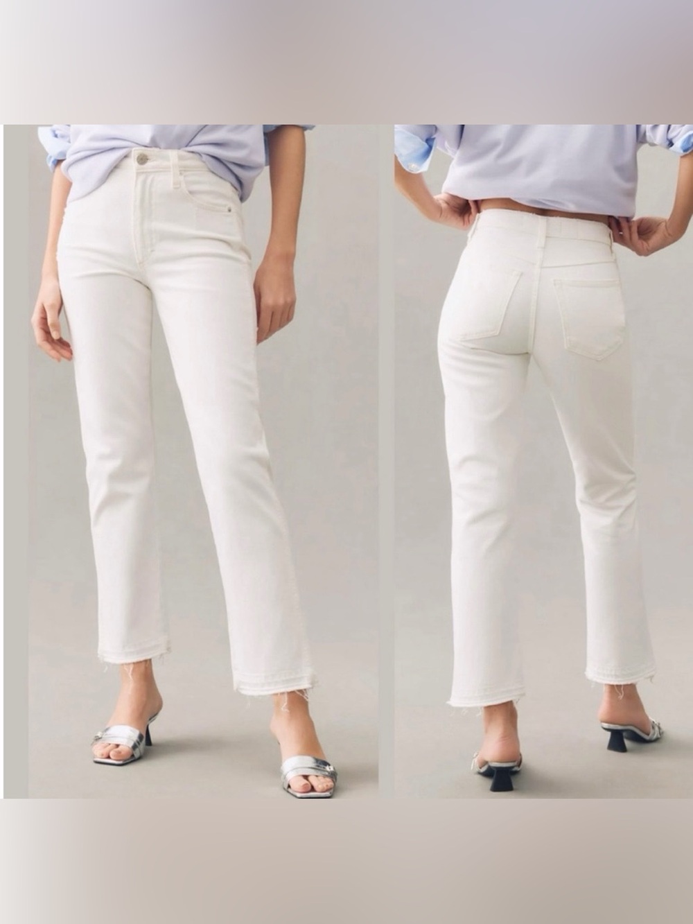 AMO Chloe Crop Straight Leg Jeans in Sea Salt (Cream), Size 27